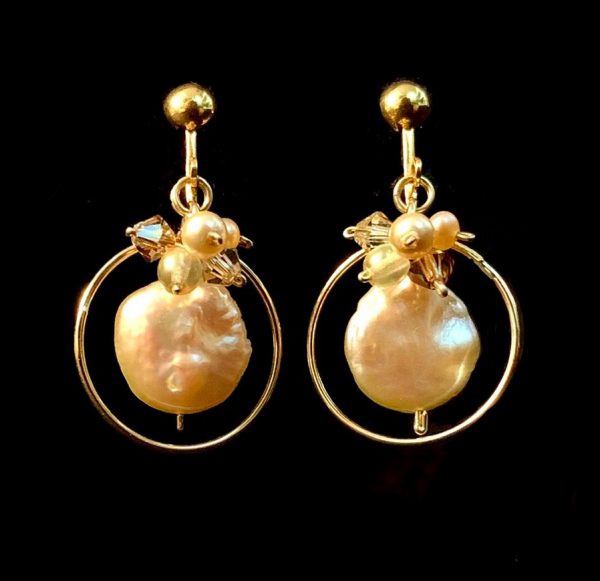 Champagne Creme Clip On Earrings